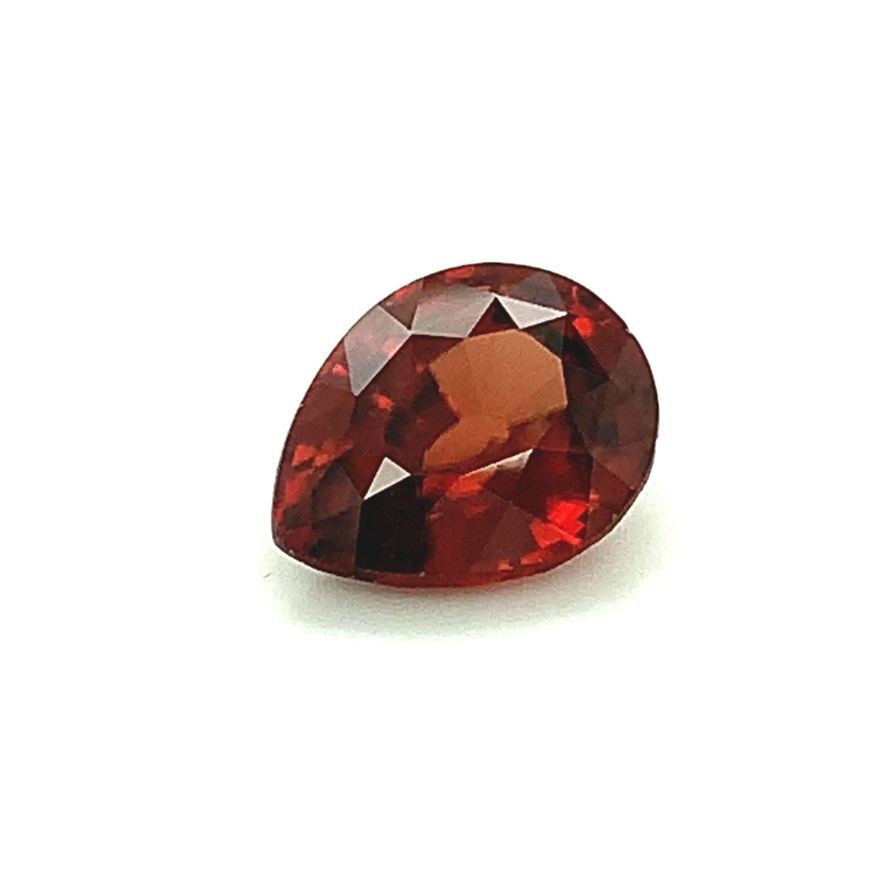 Pendentif en pierre précieuse pour collier non serti avec zircon rouge orangé en forme de poire de 6,25 carats en vente 5