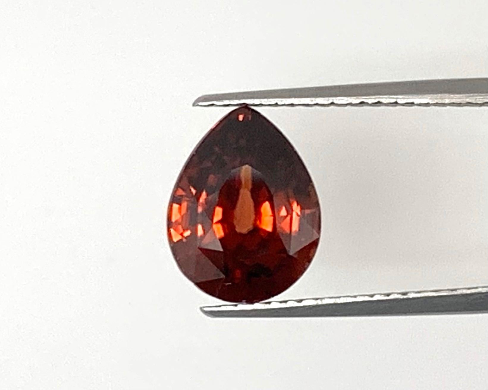 6.25 Carat Red Orange Zircon Pear, Unset Loose Gemstone For Sale 4