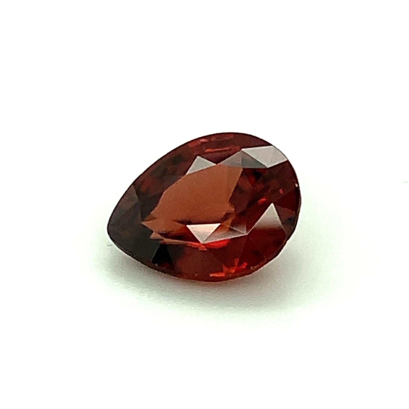 6.25 Carat Red Orange Zircon Pear, Unset Loose Gemstone For Sale 1