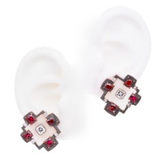6.25 Carat Red Spinel & Topaz & Diamond Earrings, 18K Rose Gold, Austy Lee