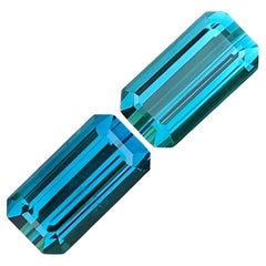 6.25 Carats Fine Quality Indicolite Tourmaline Pair Emerald Cut Afghan Gemstones