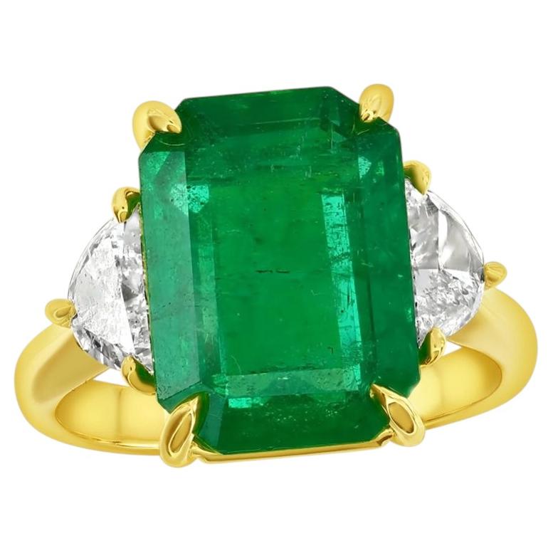 6.25 Emerald Cut ring on Yellow Gold For Sale