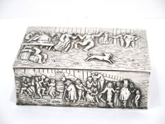 Sterling Silver Antique German Hanau Dancing Scene Box