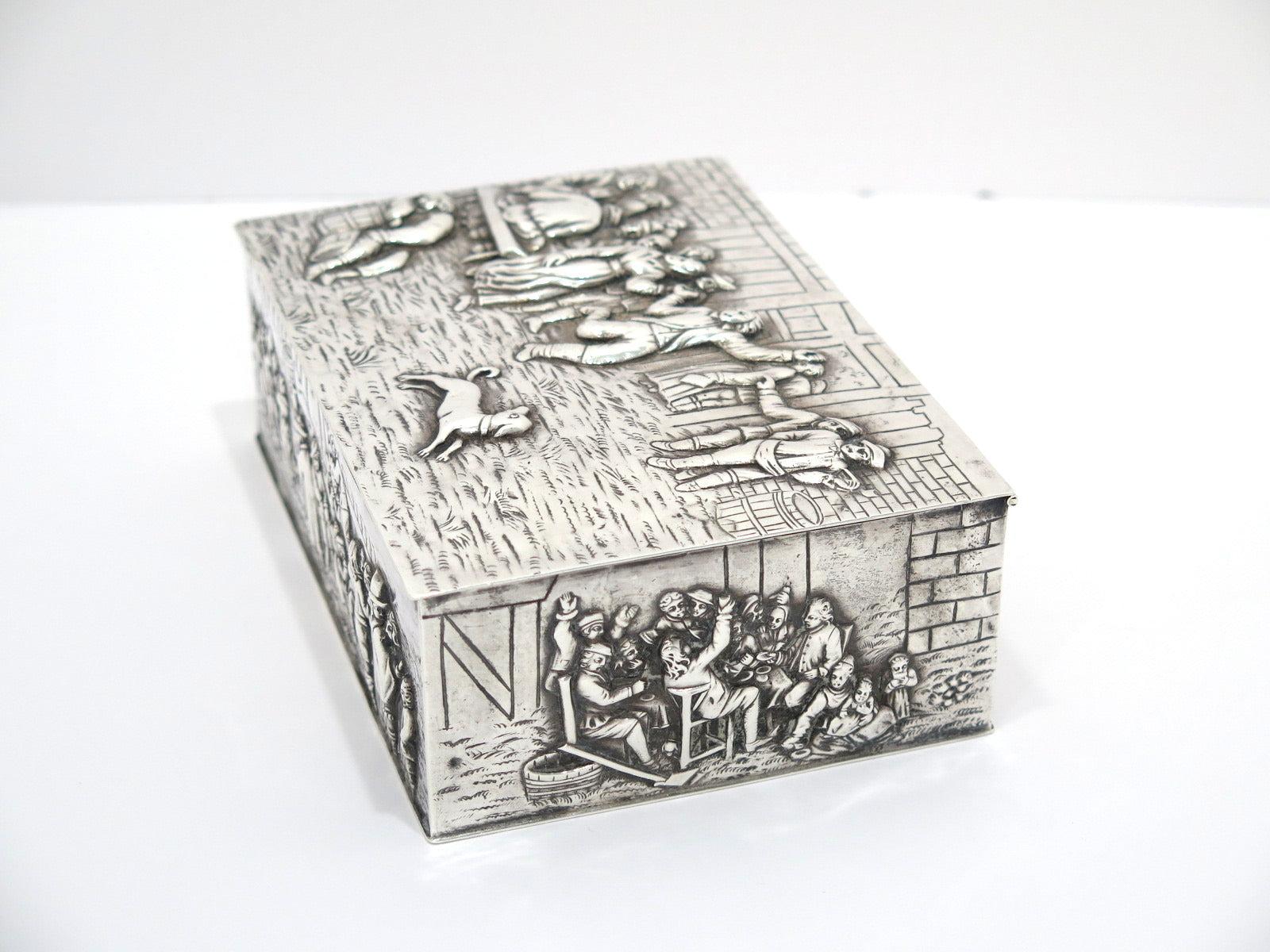 20th Century Sterling Silver Antique German Hanau Dancing Scene Box For Sale