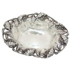 6.25 in - Sterling Silver Frank W. Smith Antique Peony Oval Candy Nut Dish