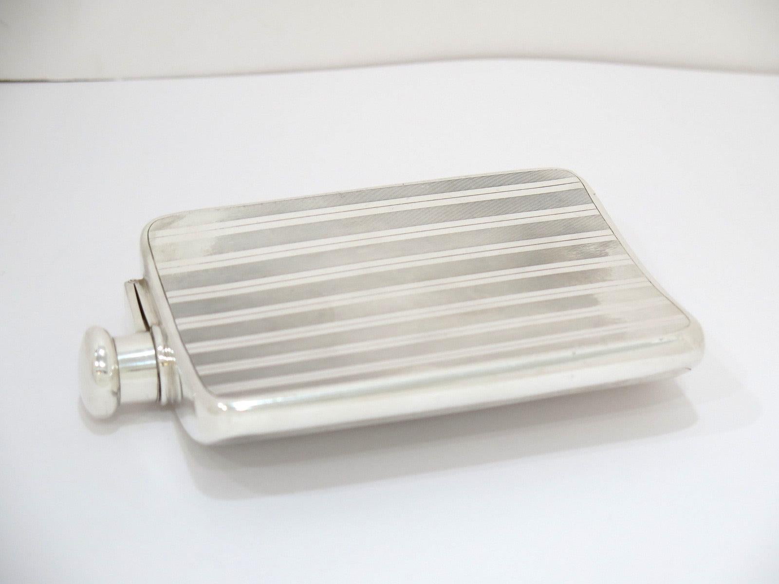 20th Century 6.25 in - Sterling Silver Tiffany & Co. Antique Striped Flask For Sale