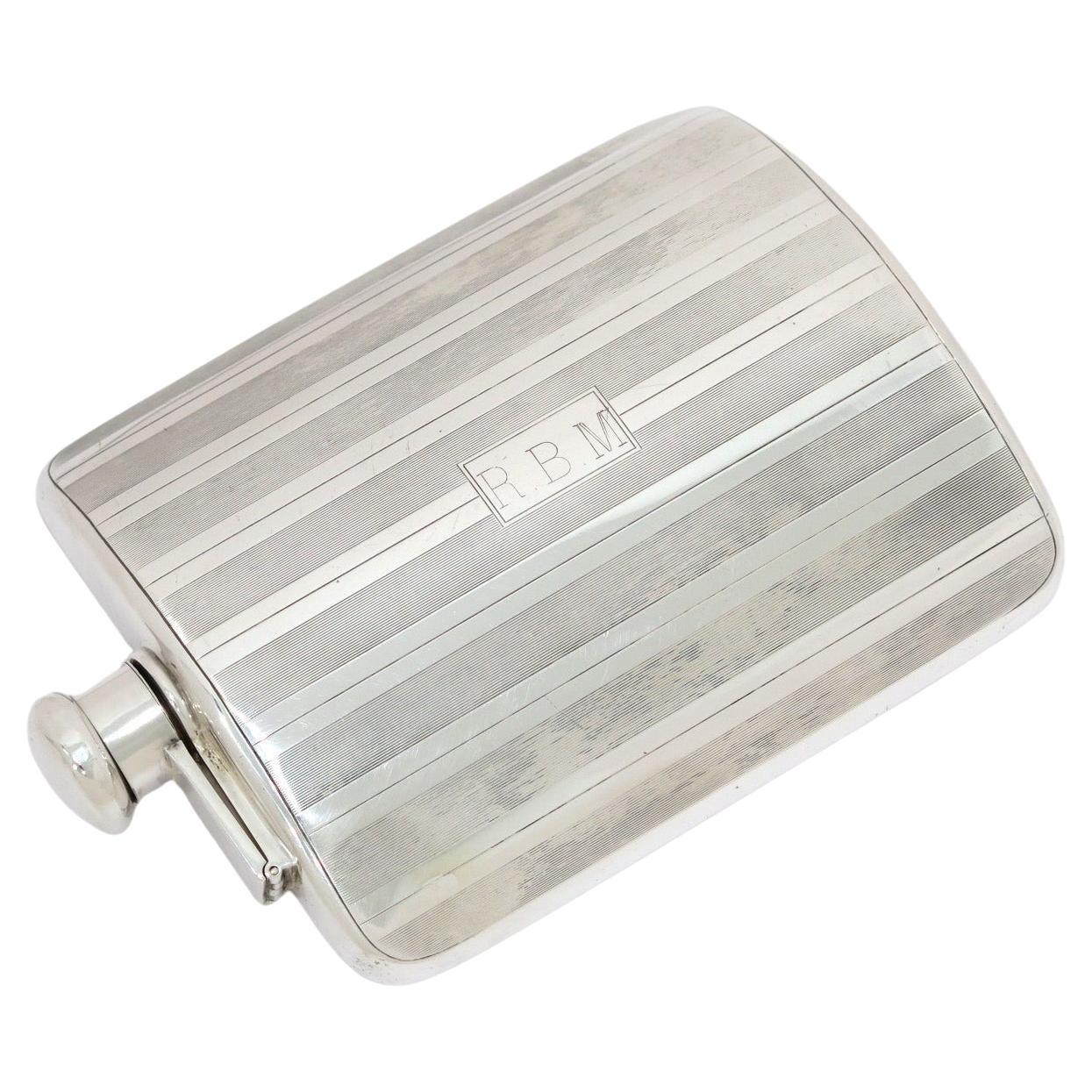 6.25 in - Sterling Silver Tiffany & Co. Antique Striped Flask For Sale