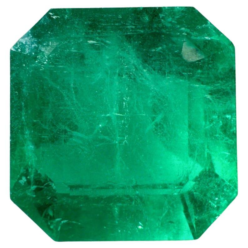 6.25ct Apple Green Asscher Cut Colombian Gem 11x11 Genuine May Birthstone (pierre de naissance de mai)