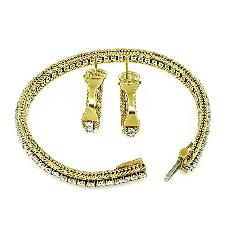 6.25ct Diamond Bracelet and Earrings Set In Good Condition For Sale In New York, NY