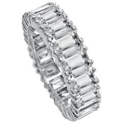 6.25 Carat Diamond Emerald Cut on Platinum Eternity Ring