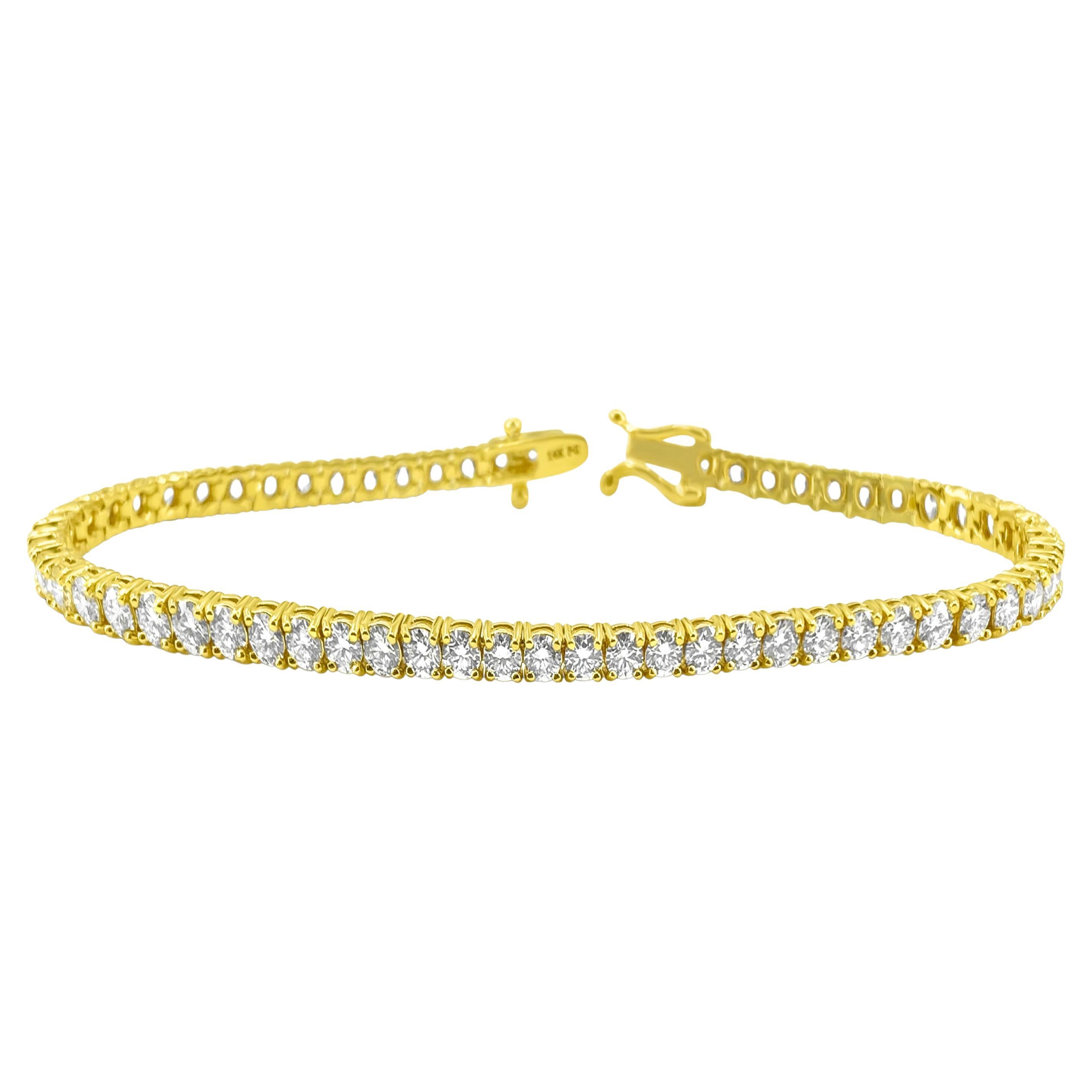 6.25ct Diamond Tennis Braclet. VVS Diamonds in 14k Gold For Sale