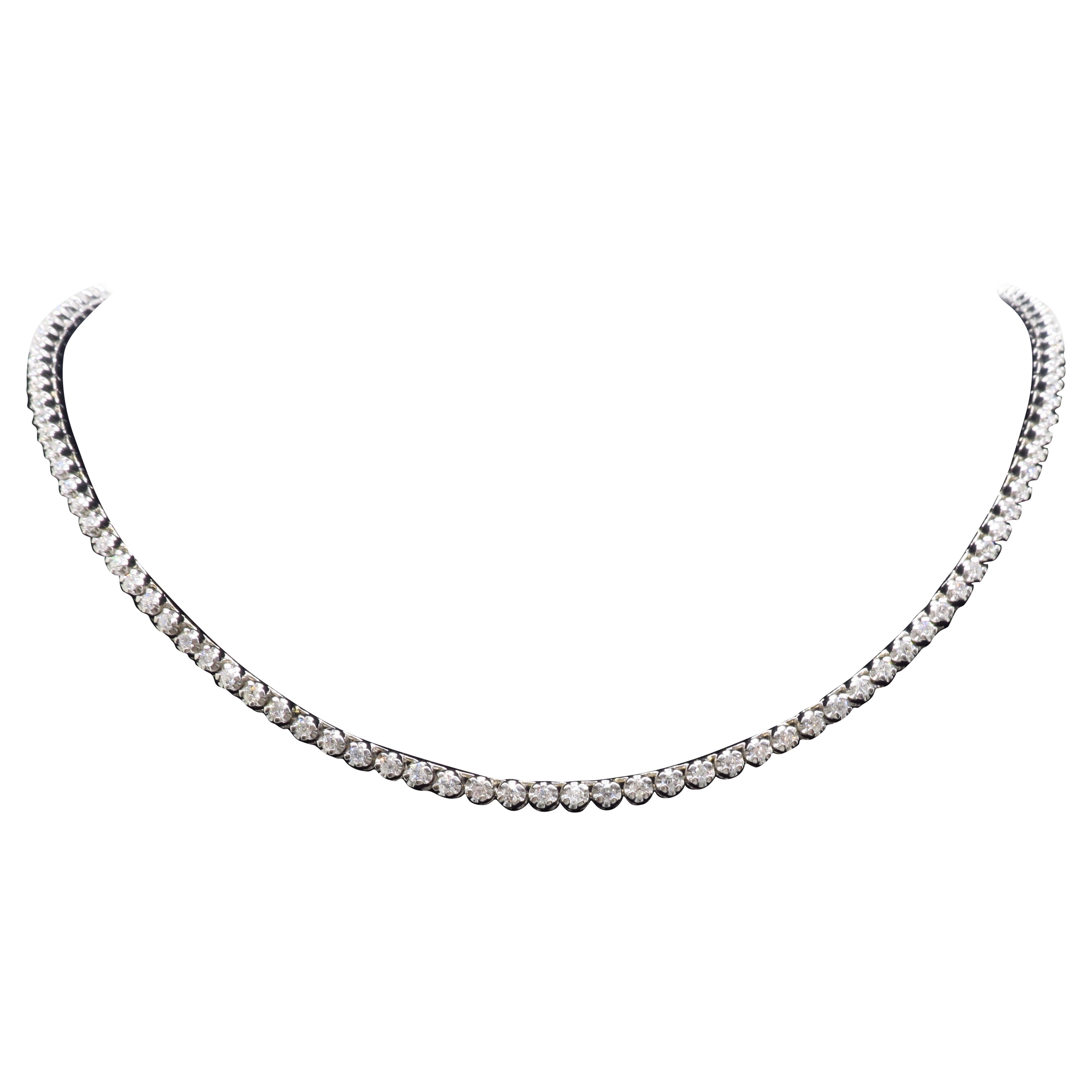 Collar de Tenis de Diamantes de 6,25 TQW y 25" en Oro Blanco de 14k