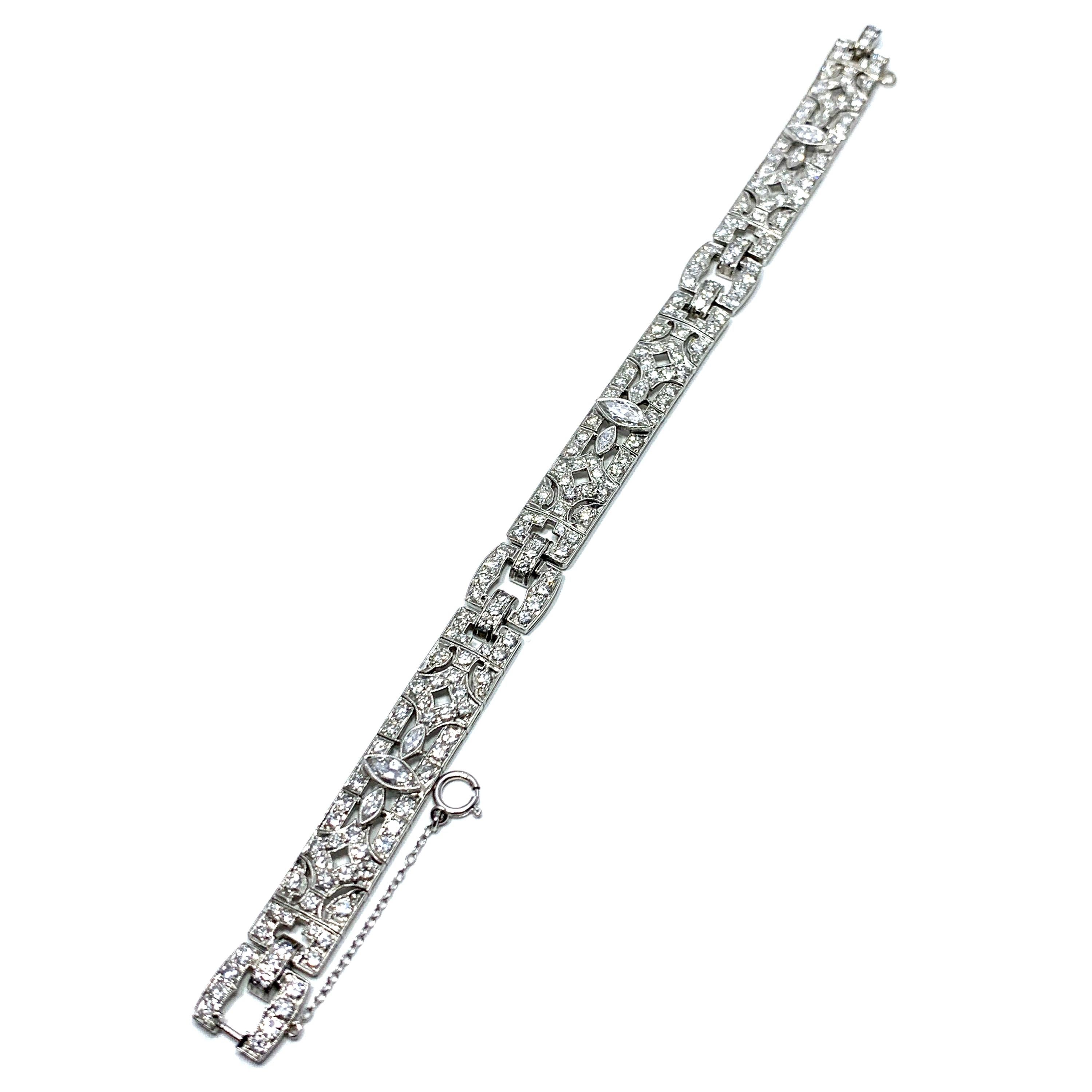 6.26 Carat Art Deco Style Diamond and Platinum Bracelet