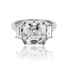 6.26 Carat Asscher Diamond Ring Brilliant White 14K White Gold Refined Grandeur