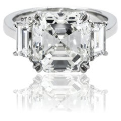 6.26 Carat Asscher Diamond Ring Brilliant White 14K White Gold Refined Grandeur