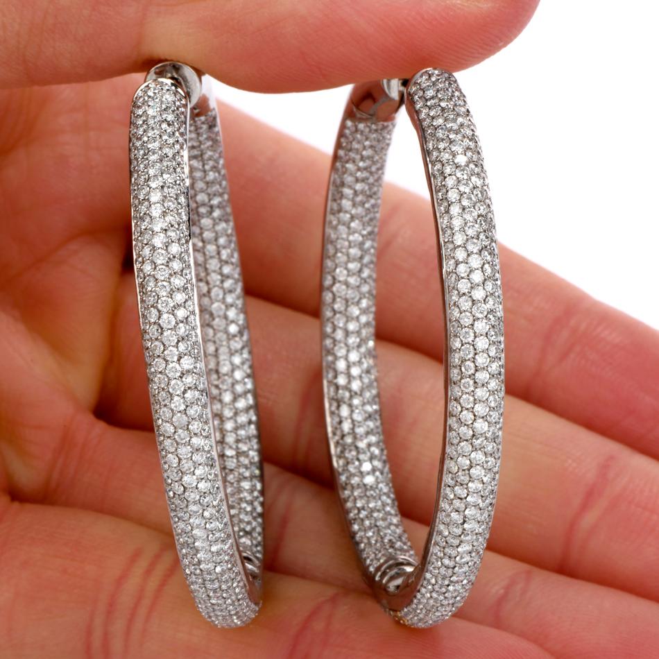 large pave diamond hoop earrings