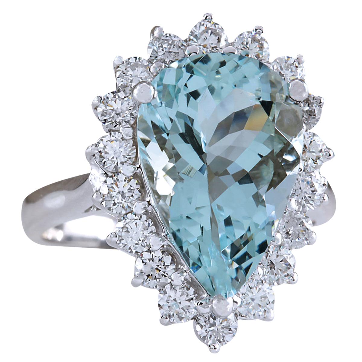 6.26 Carat Natural Aquamarine 14 Karat White Gold Diamond Ring
Stamped: 14K White Gold
Total Ring Weight: 6.0 Grams
Total Natural Aquamarine Weight is 5.16 Carat (Measures: 15.00x10.00 mm)
Color: Blue
Diamond Weight: Total Natural Diamond Weight is