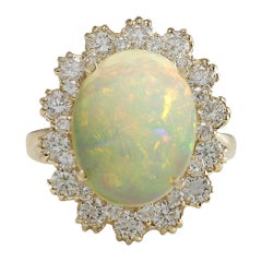 Opal Diamond Ring In 14 Karat Yellow Gold 