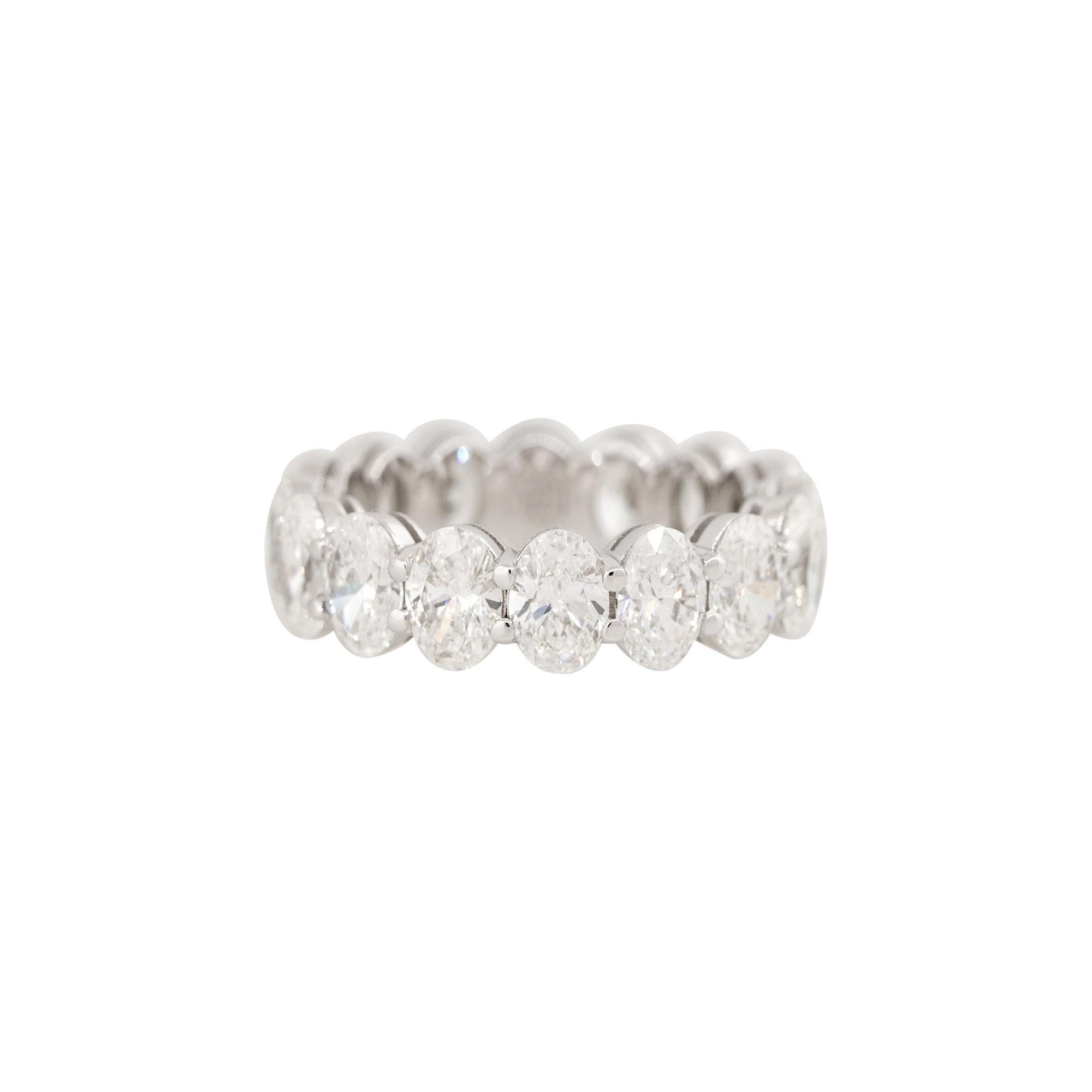 18 Karat White Gold 6.26 Carat Oval Cut Diamond Eternity Band

Style: Women's Diamond Eternity Band
Material: 18k White Gold
Main Diamond Details: There are approximately 6.26 carats of Oval Cut Diamonds. There are 16 stones total. All diamonds are