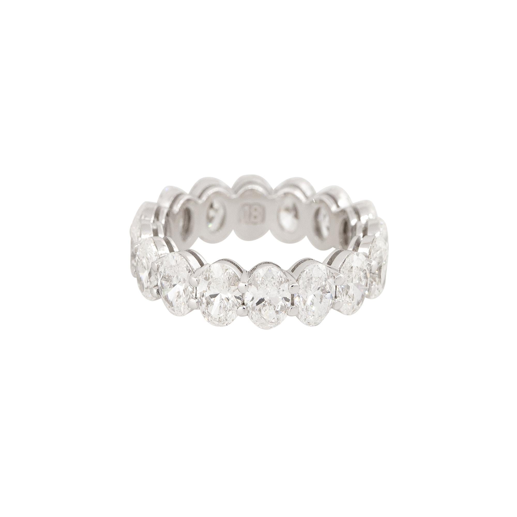 6.26 Carat Oval Cut Diamond Eternity Band 18 Karat In Stock In Excellent Condition For Sale In Boca Raton, FL