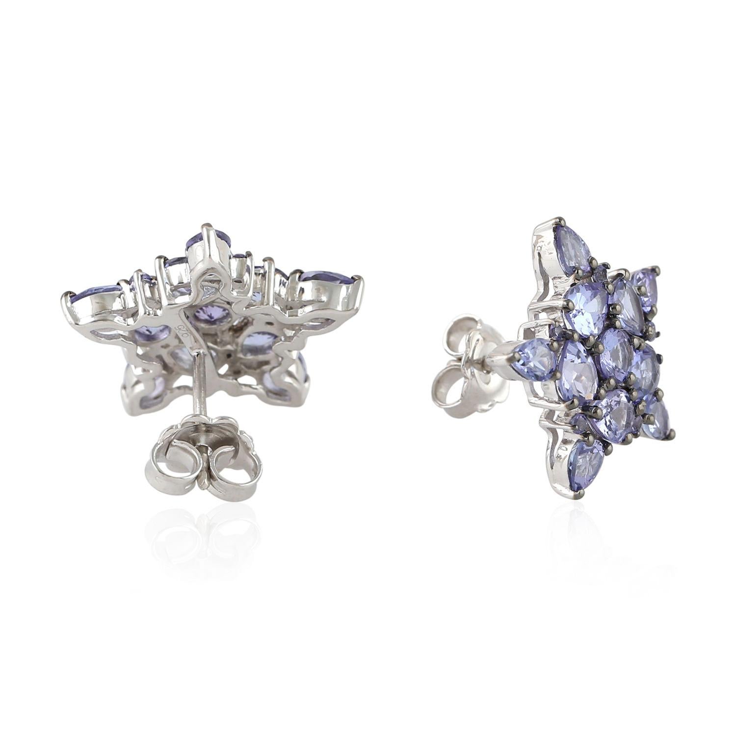 tanzanite flower earrings