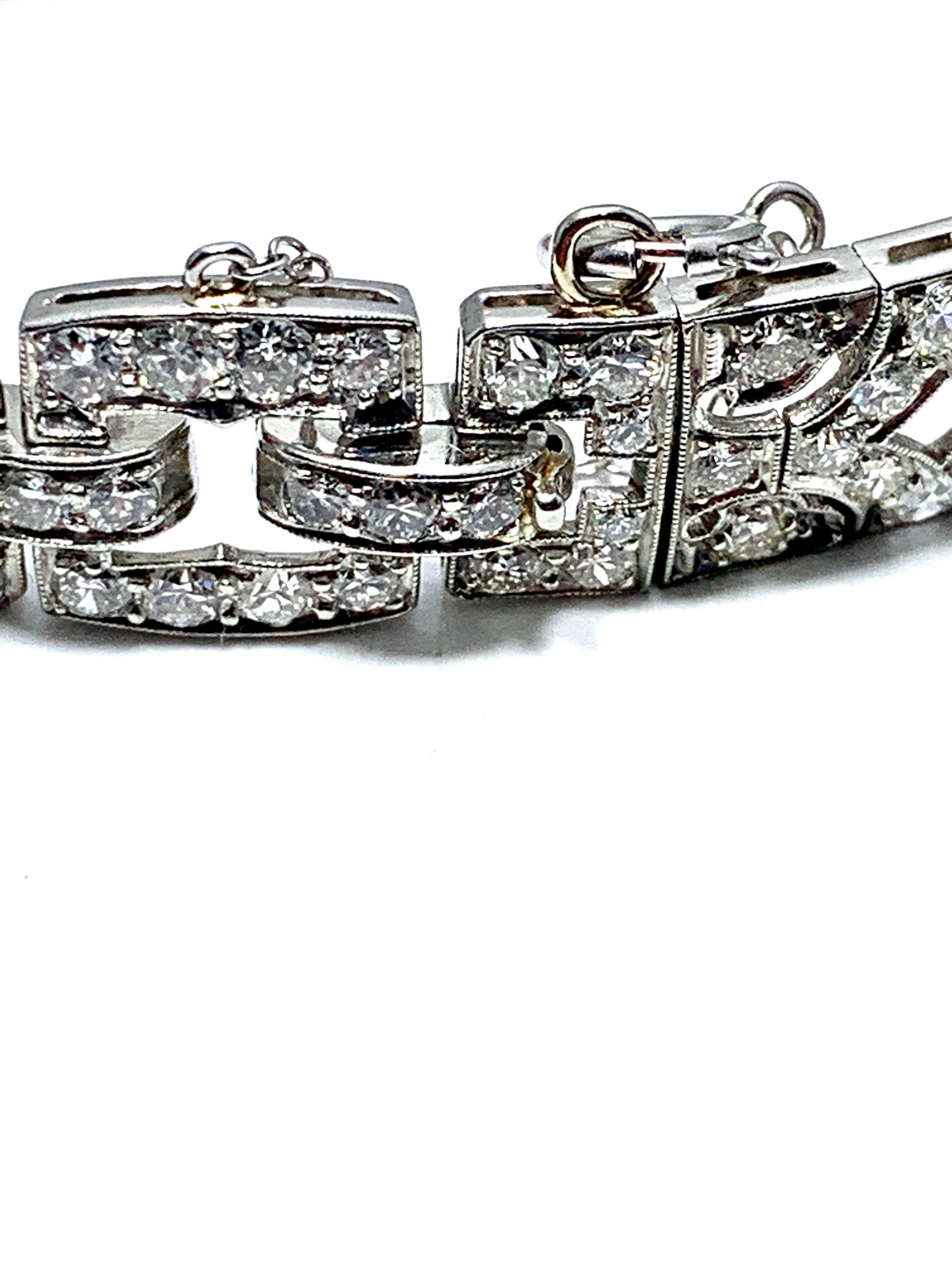 6.26 Carat Art Deco Style Diamond and Platinum Bracelet In Excellent Condition In Chevy Chase, MD