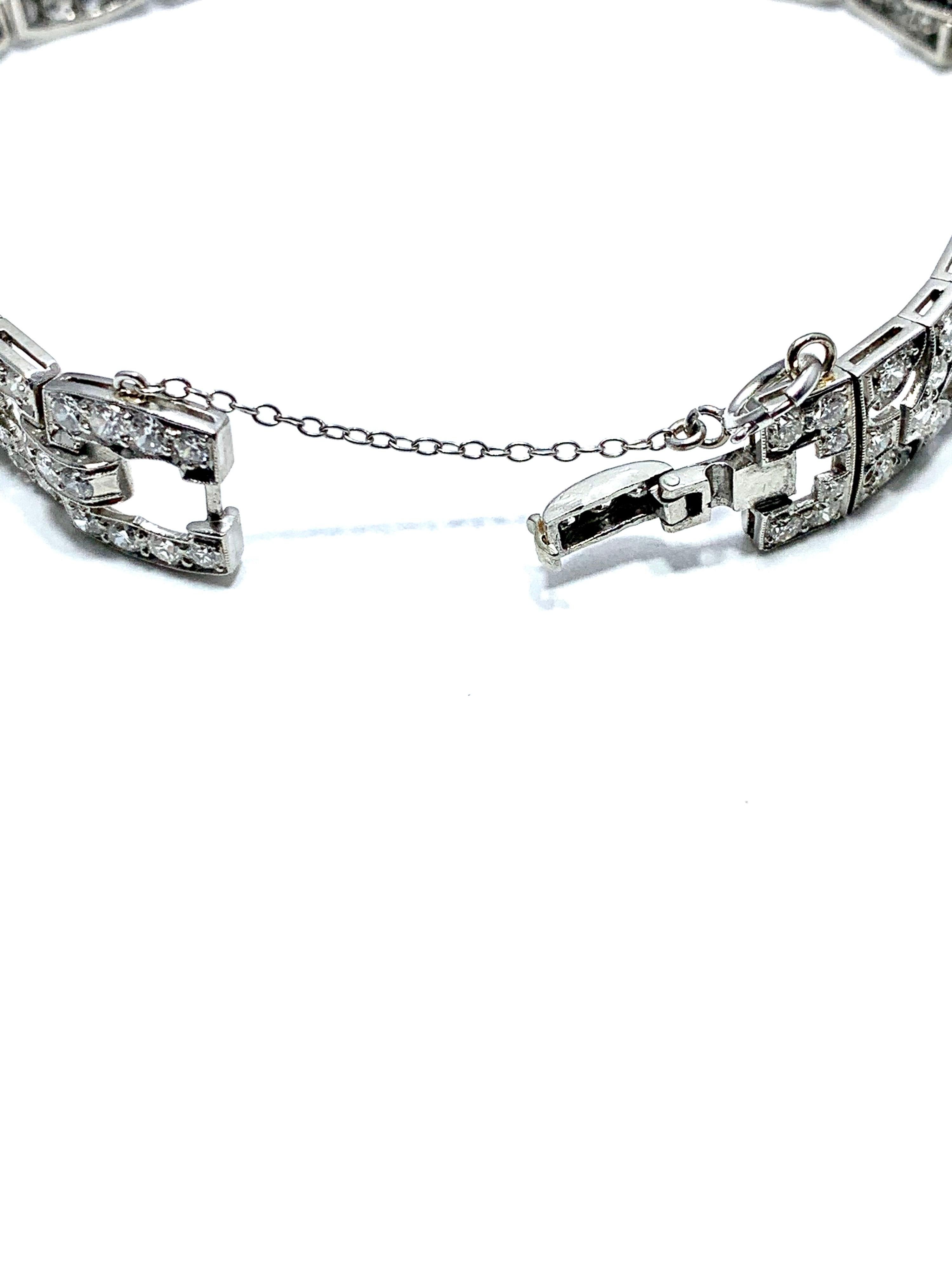 6.26 Carat Art Deco Style Diamond and Platinum Bracelet 2