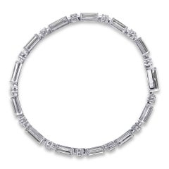 6.26 tcw Baguette Natural Diamond in 18k White Gold Tennis Bracelet