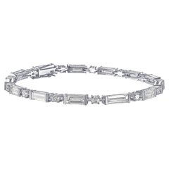 6.26 tcw Baguette Natural Diamond in 18k White Gold Tennis Bracelet