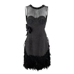 6267 Compact Wool Dress with Feather - '00s