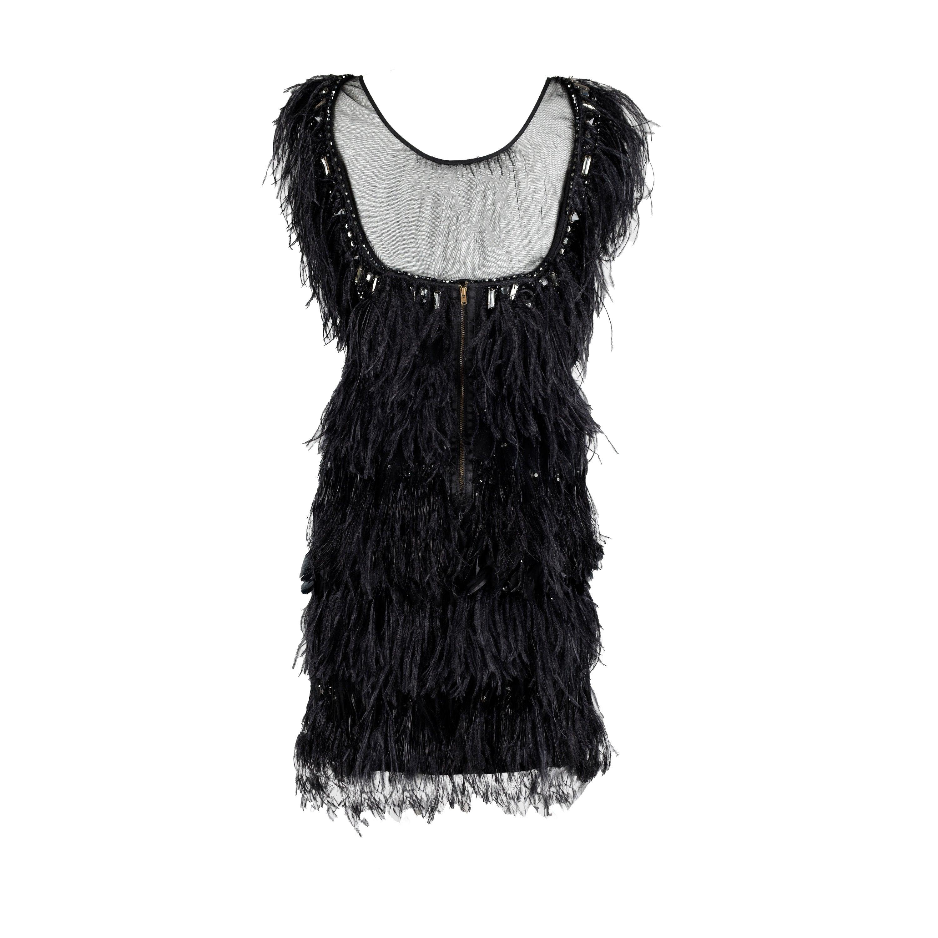 Black 6267 Feather Embroidered Dress - '00s For Sale