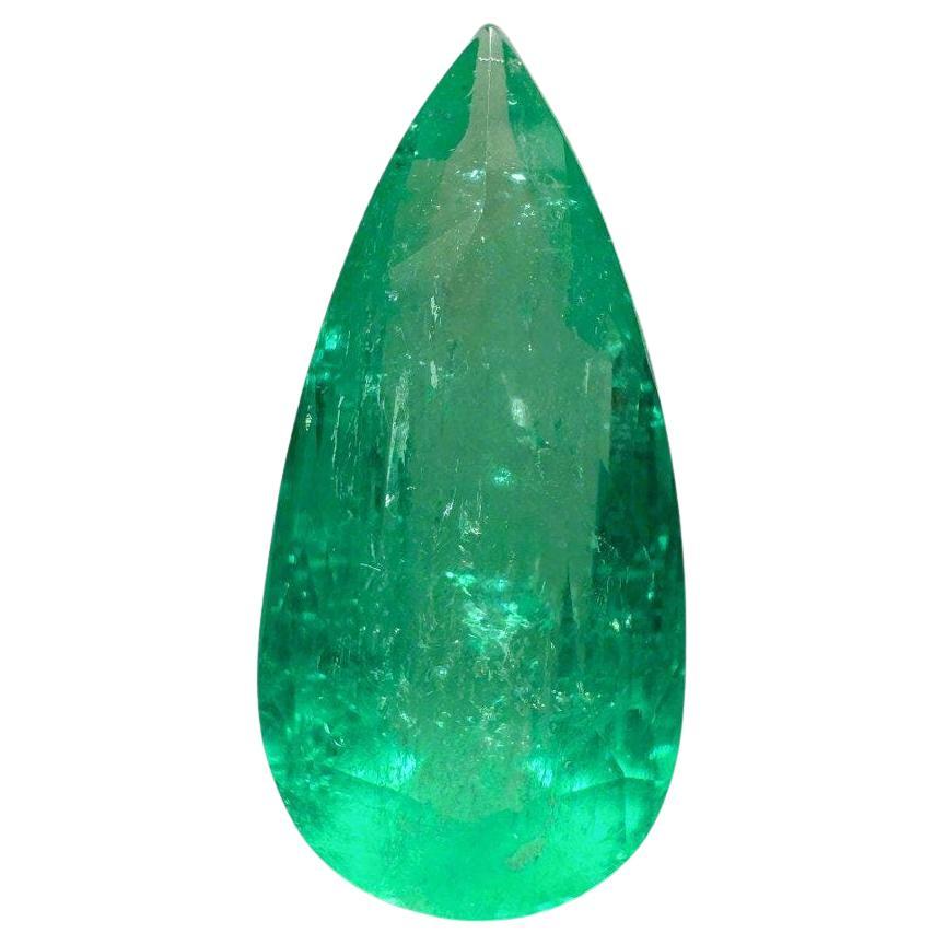 Esmeralda colombiana alargada de 6,27 quilates 19x9 - Gema del mes de mayo talla pera
