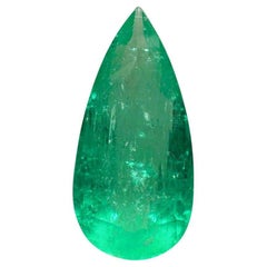 Émeraude colombienne allongée 6,27 carats 19x9, pierre de naissance de mai taillée en poire