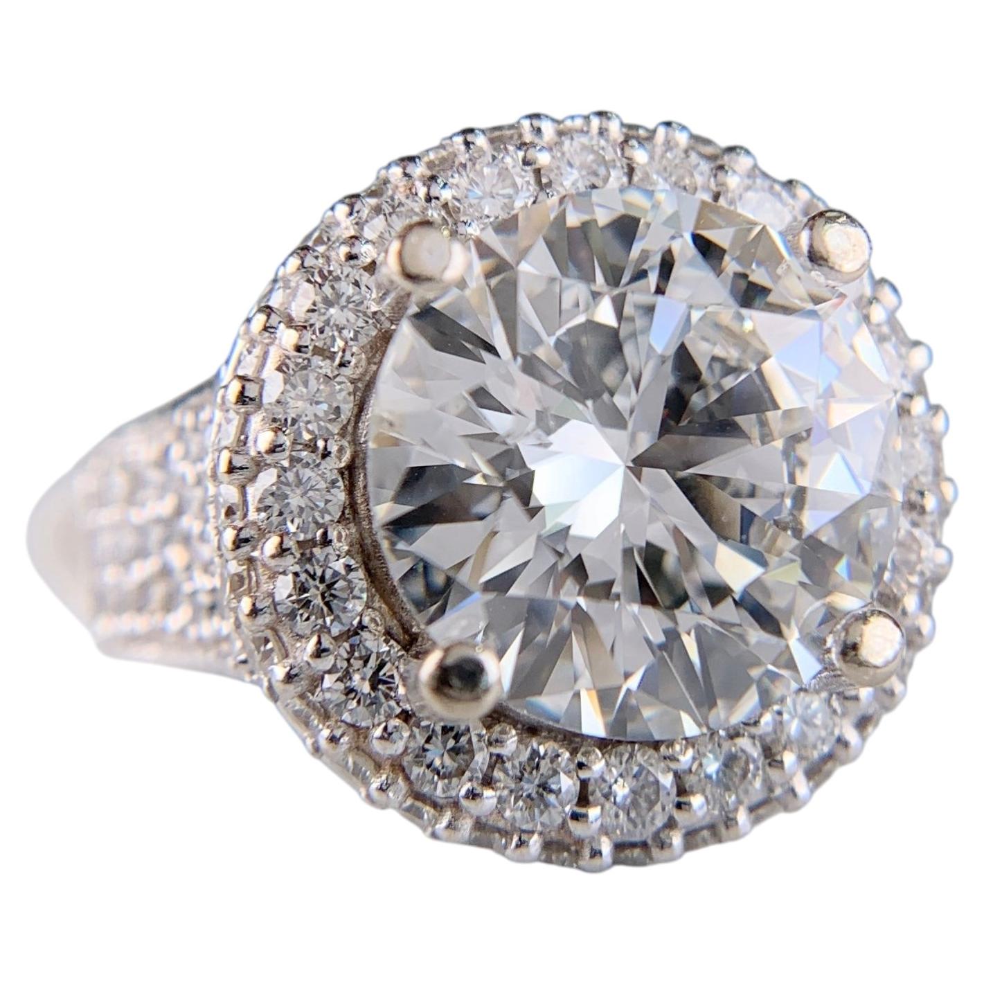 Stunning 6.27ct Round Brilliant Diamond Ring in 14k White Gold Setting For Sale