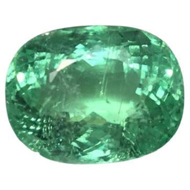 6.27 Carat Green Paraiba Tourmaline Cushion Cut Stone For Sale at 1stDibs