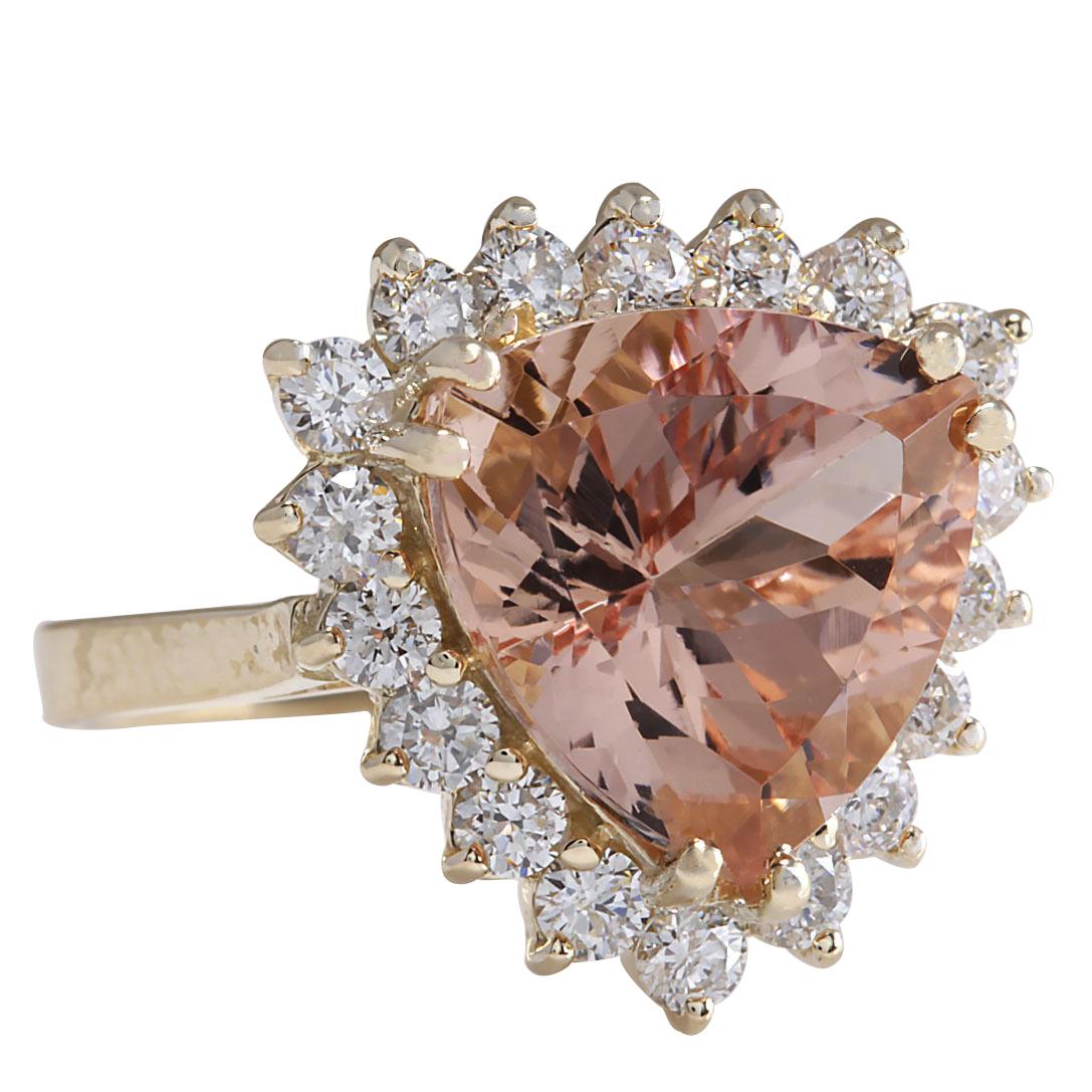 6.27 Carat Natural Morganite 14 Karat Yellow Gold Diamond Ring
Stamped: 14K Yellow Gold
Total Ring Weight: 5.5 Grams
Total Natural Morganite Weight is 5.27 Carat (Measures: 12.00x12.00mm)
Color: Peach
Total Natural Diamond Weight is 1.00