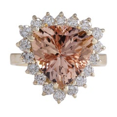 Natural Morganite 14 Karat Yellow Gold Diamond Ring