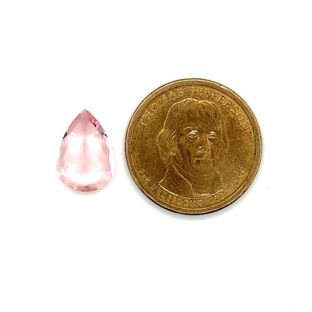 6.27 Carat Natural Pink Morganite Pear Cut Eye Clean Clarity Loose Gemstone In New Condition For Sale In New York, NY