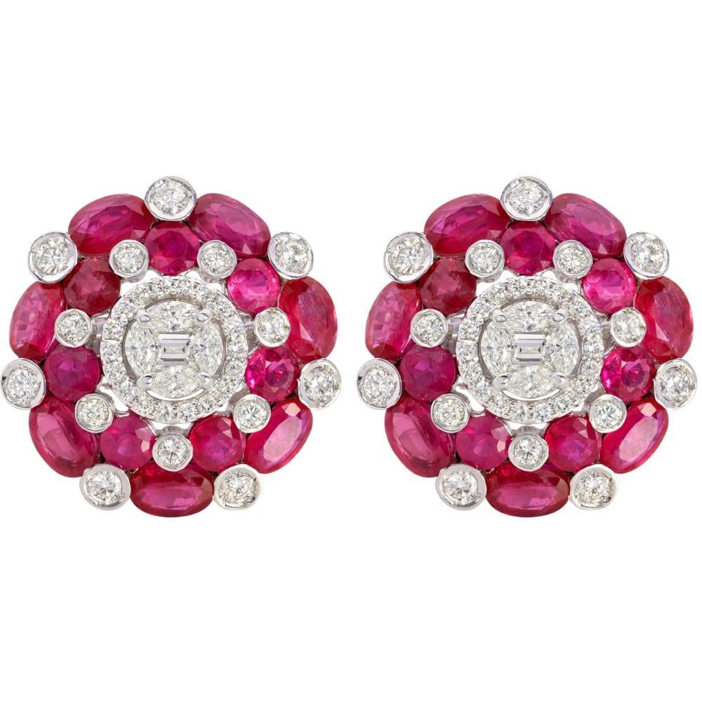Pendientes de rubí y diamantes de 6.27 quilates en venta 1