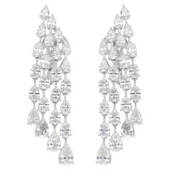 6.27 Carat SI/H Brilliant Cut Diamond Chandelier Earrings 14 Karat White Gold