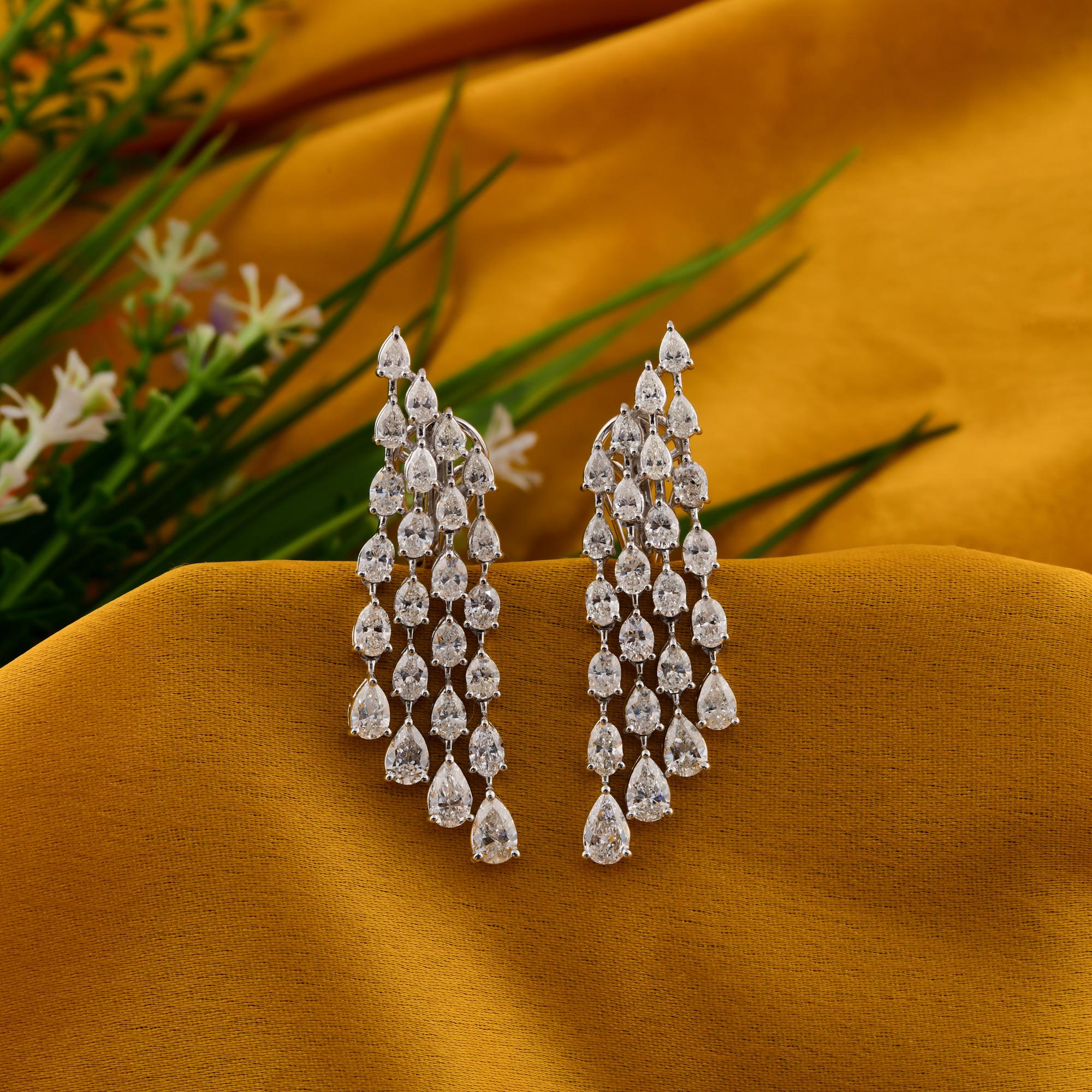 Modern 6.27 Carat SI/H Brilliant Cut Diamond Chandelier Earrings 18 Karat White Gold For Sale