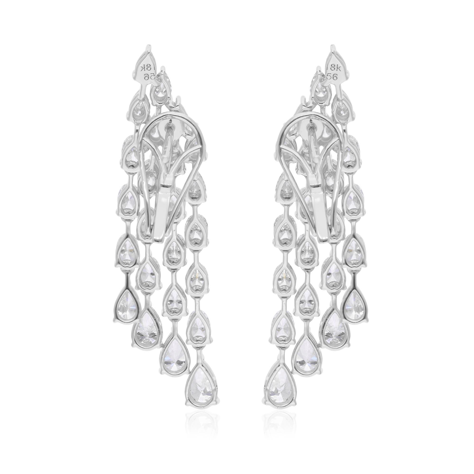 Oval Cut 6.27 Carat SI/H Brilliant Cut Diamond Chandelier Earrings 18 Karat White Gold For Sale