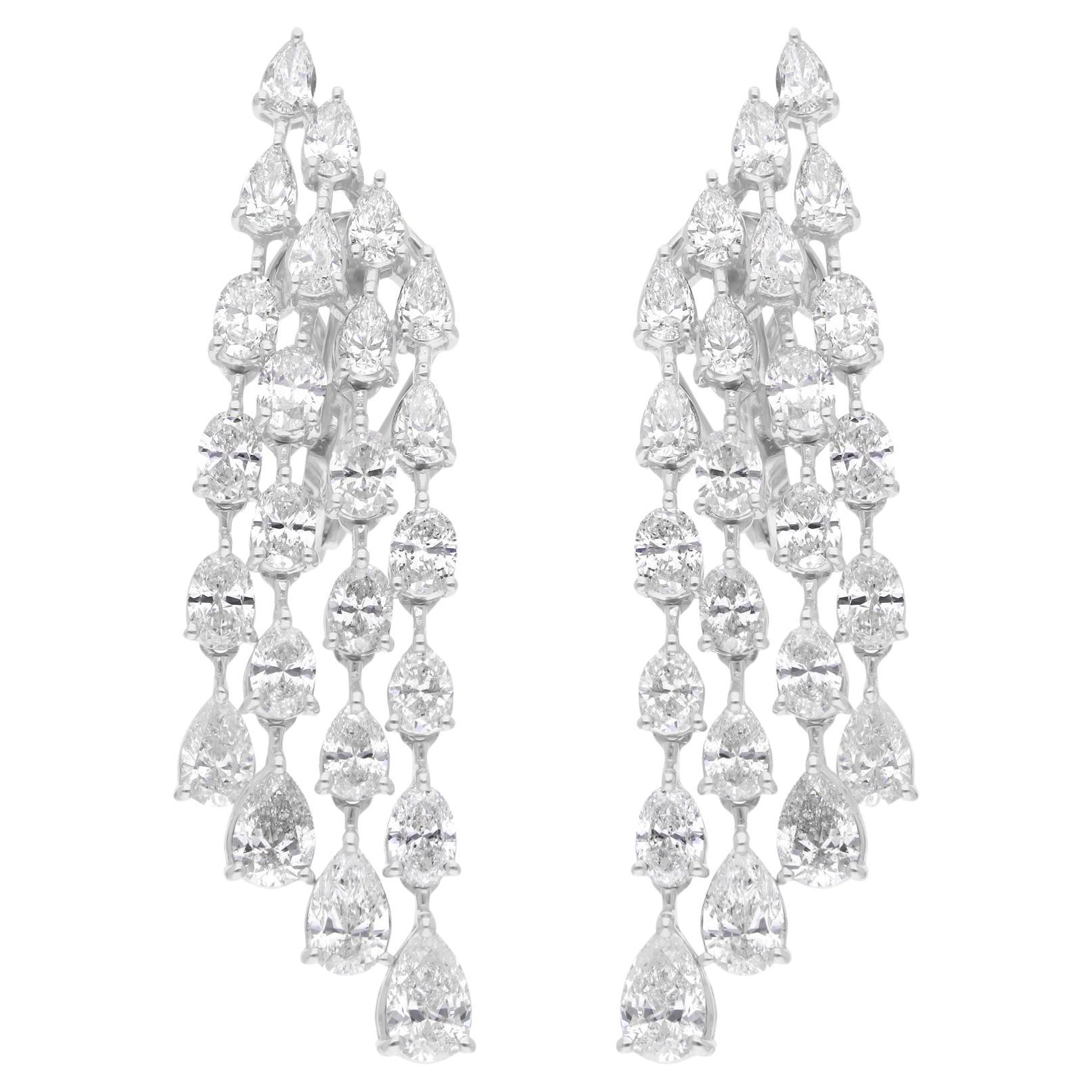 6.27 Carat SI/H Brilliant Cut Diamond Chandelier Earrings 18 Karat White Gold