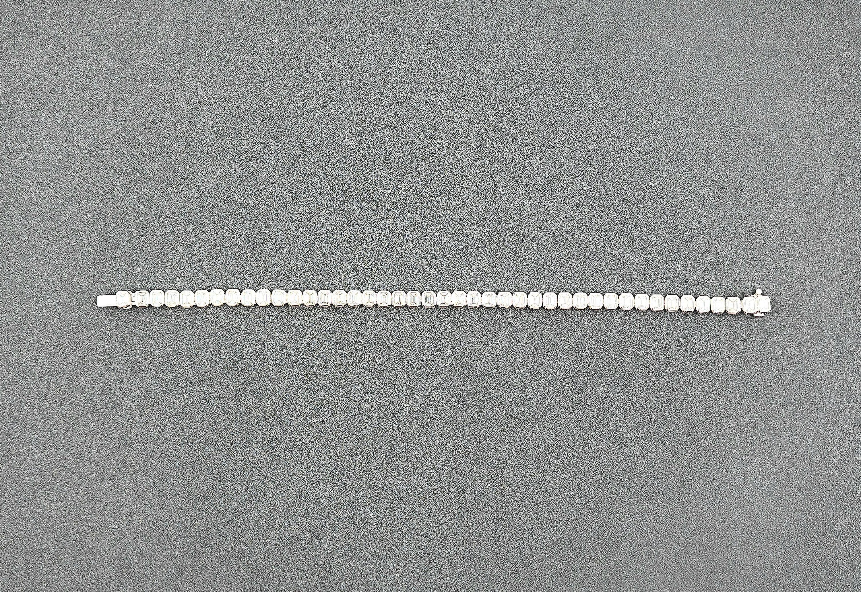 6.17 ct Emerald Cut Bezel Set Tennis Bracelet 2