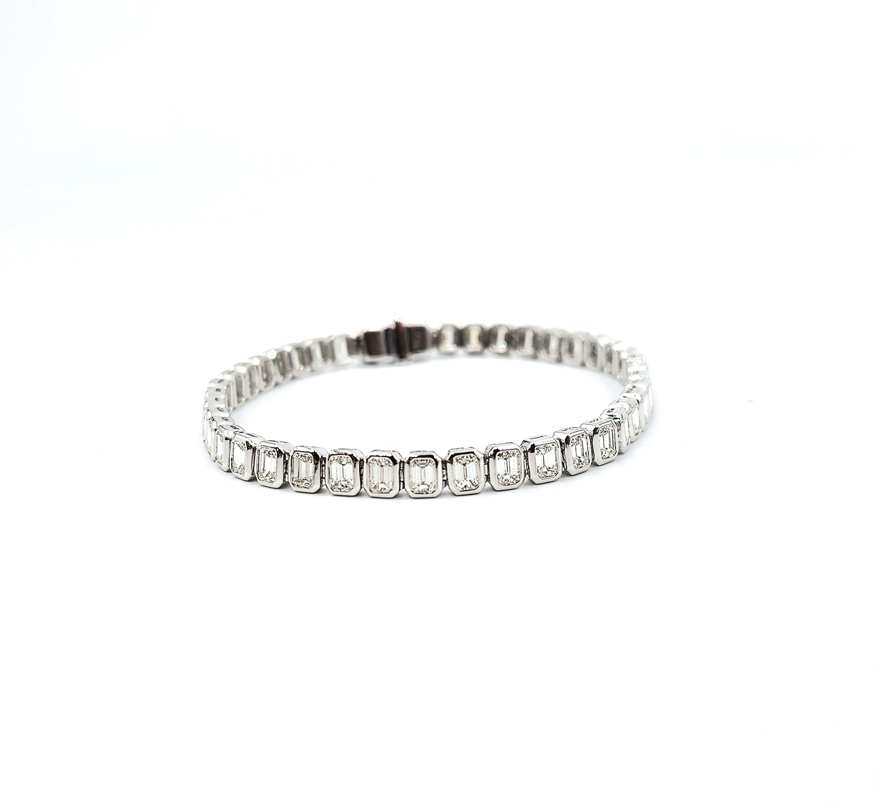 6.17 ct Emerald Cut Bezel Set Tennis Bracelet 3