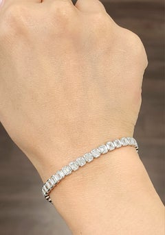 6.17 ct Emerald Cut Bezel Set Tennis Bracelet
