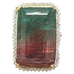Bague en tourmaline de 62,74 carats (rouge et vert bicolore)