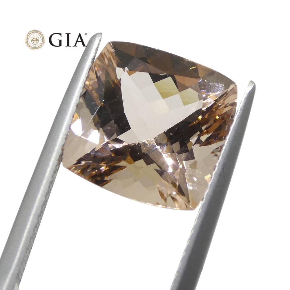 6.27 Carat Cushion Pink-Orange Morganite GIA Certified For Sale 8