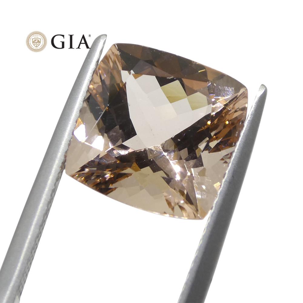 6.27ct Cushion Pink-Orange Morganite GIA Certified In New Condition For Sale In Toronto, Ontario