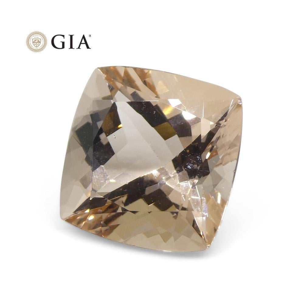 Morganite rose-orange taille coussin de 6,27 carats certifiée GIA en vente 2